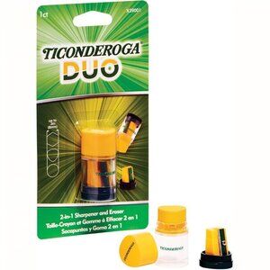 💖3/$15💖 Dixon Ticonderoga Duo Sharpener/Eraser, Green and Yellow, 1 Count